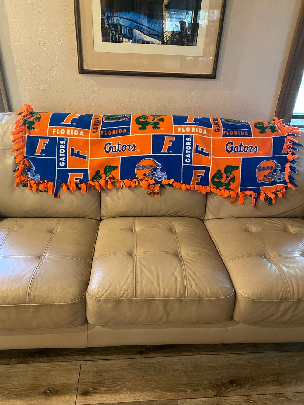 Handmade Florida Gators No-Sew Fleece Tie Blanket 52” x 26” Fan Throw Dorm Room